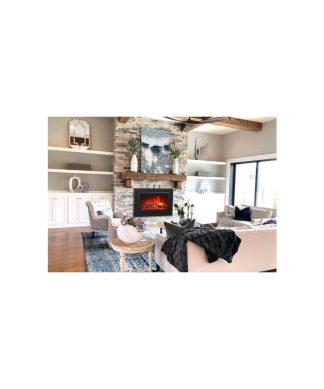 33?Fireplace ?W/steel trim, glass inlay, 10 pc log set with remote and cord