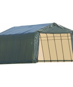 12'x20'x8' Peak Style Shelter, Green Cover