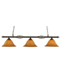 Toltec Lighting Elegante 3 Light Billiard Light, 14" Tiger Glass