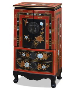 Tibetan Flower & Bird Motif Jewelry Armoire