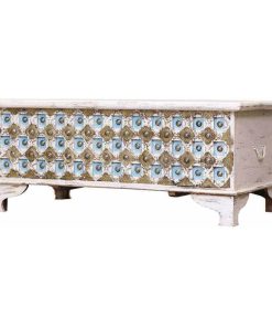 Virgil Distressed White Reclaimed Wood Brass Accent Storage Trunk