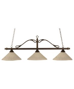Toltec Lighting Scroll 3-Light Billiard Light, Italian Bubble Glass, Bronze