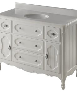 48" Victorian Cottage-Style White Knoxville Bathroom Sink Vanity