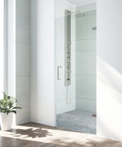 VIGO SoHo Adjustable Frameless Shower Door, 28", Stainless Steel