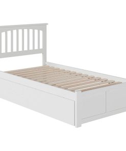 Twin Size Platform Bed, 2 Storage Drawers & Slatted Headboard With USB Charger