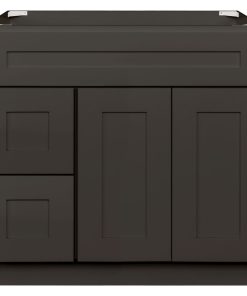 36" Vanity Sink Base Cabinet With Left Drawers Avalon Charcoal by LessCare