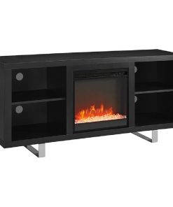 58" Simple Modern Fireplace TV Console, Black