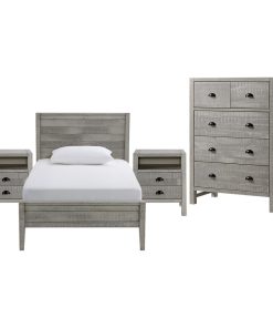Windsor4-Piece Bedroom Set With Panel, Driftwood Gray, Twin