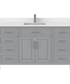 Terrence 60" Vanity with Power Bar and Drawer Organizer, Oxford Gray