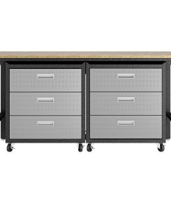 3-Piece Fortress Mobile Space-Saving Steel Garage Cabinet, Worktable 6.0, Gray