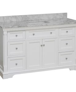 Sydney 60" Bathroom Vanity, White, Carrara Marble, Single Sink