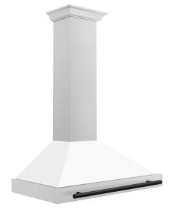 30" Autograph Stainless Range Hood, White Matte Shell, Matte Black