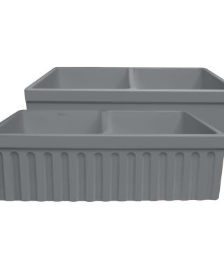 Whitehaus Quatro Alcove Kitchen Sink In Matte Cement Finish WHQDB332-M-CEMENT