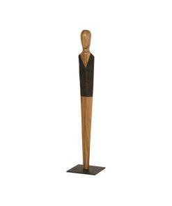 57" Tall Artisan Sculpture Solid Hardwood Vested Male Natural Black Copper 179