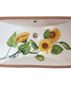 Sunflower Undercounter Handpainted Sink with Accent Tile