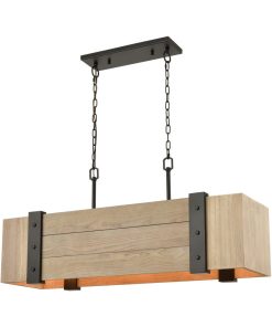Wooden Crate 5-Light Island Light In Oil Rubbed Bronze