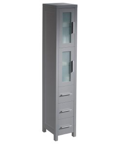 Torino Tall Bathroom Linen Side Cabinet, Gray