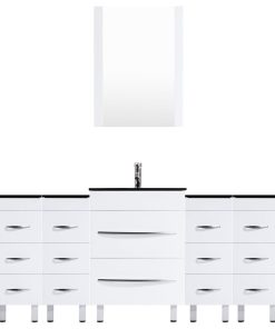 72" White Vanity, 24" Single Sink Base, Quad 12 Drawer Bases, LV4-C7-72-W