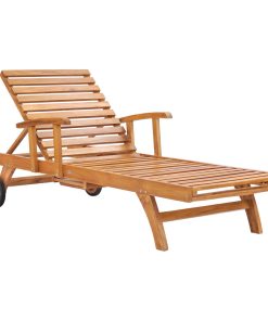 Teak Bahama Reclining Pool Lounger with Wheels made from A-Grade Teak Wood