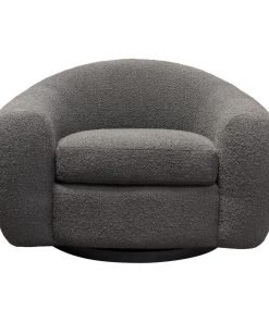 Diamond Sofa Pascal Swivel Chair in Charcoal Boucle Textured Fabric PASCALCHCC
