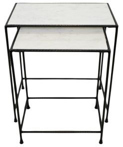 White Marble & Iron Nesting Tables