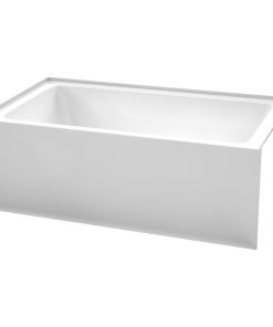 60" Alcove Bathtub, White, Right-Hand Drain, Overflow Trim, Brushed Nickel