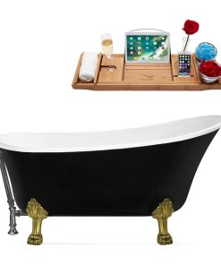 59" Streamline N344BGL-BGM Clawfoot Tub and Tray With External Drain