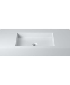 39" Polystone Rectangular Wall-Mount Sink, Matte White, No Faucet