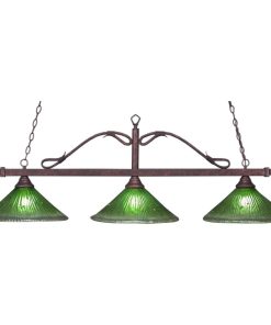 Toltec Lighting 823-BRZ-717 Scroll - Three Light Billiard