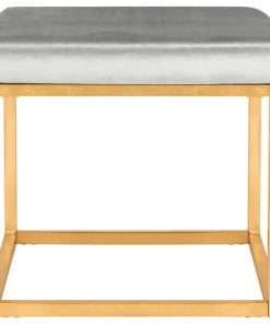 Windel Contemporary Glam Velvet Square Ottoman Grey