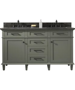 60" Double Sink Vanity Cabinet, Pewter Green