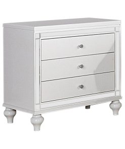 Wooden Night Stand With 3 Drawers In White
