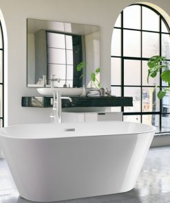 Vanity Art 59" X 29.5" Non-Slip White Acrylic Freestanding Bathtub