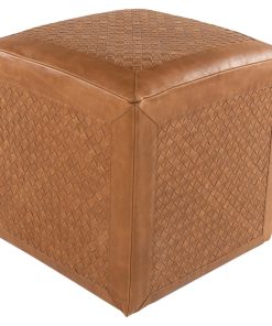 Traditional LAP Camel Leather Cube Ottoman