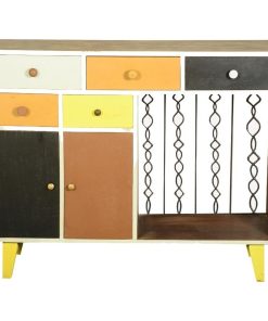 60? Retro Earth Tones Mango Wood Freestanding Storage Cabinet