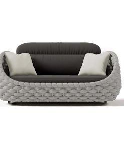 Tatta 2-Seater Rope Woven Patio Loveseat With Removable Cushions