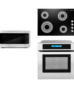 3-Piece 30" Electric Cooktop 24.4" Countertop Microwave 24" Electric Wall Oven