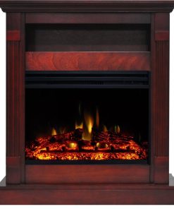 33.9x10.4x37 Sienna Fireplace Mantel with Deep and Enhanced Log Insert - Cher