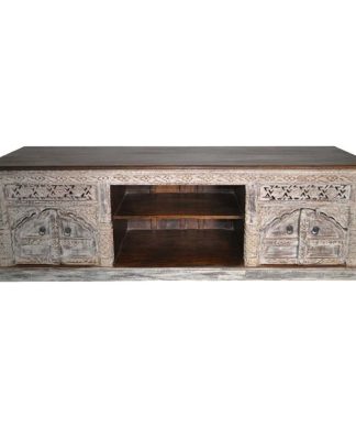 Tropical Hand Carved 70 Inch Solid Wood TV Media Stand