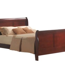 Traditional Style Twin Size Wooden Sleigh Bed Cherry Brown