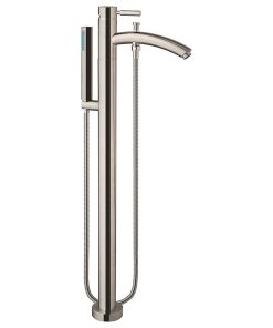 Taron Modern-Style Bathroom Tub Filler Faucet, Floor-mounted, Brushed Nickel