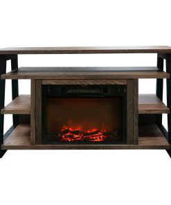 32" Sawyer Electric Fireplace Mantel With Realistic Logs and Flames, Walnut