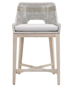 Tapestry 26" Counter Stool, Taupe & White Flat Rope, Outdoor