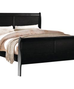 Wooden Twin Size Bed with Panel Design Sleigh Headboard and Footboard,Brown