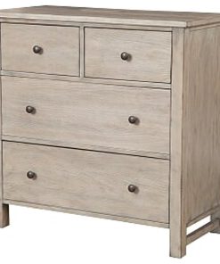 4 Drawer Transitional Style Chest with Wood Grain Details, Gray