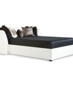 Vitali Microfiber Leather Bed, White, King