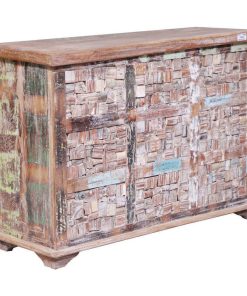 Thayne Reclaimed Wood Mosaic Traditional Storage Trunk Chest