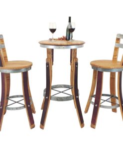 Wine Barrel High Pub Set, Stools With Backrest