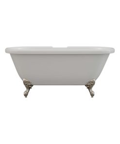 60" Acrylic Double Ended Clawfoot Tub Deck Mount Faucet Holes "Jackson"