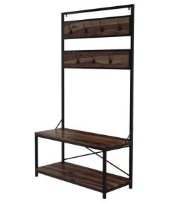 Walcott Solid Wood Open Back Industrial Entryway Hall Tree Bench